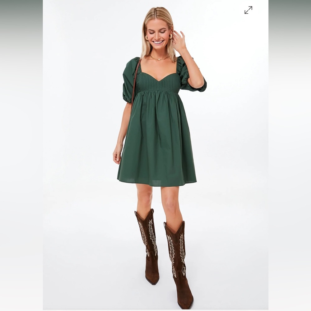 Hyacinth House Emerald Puff Sleeve Sasha Mini Dress Size M